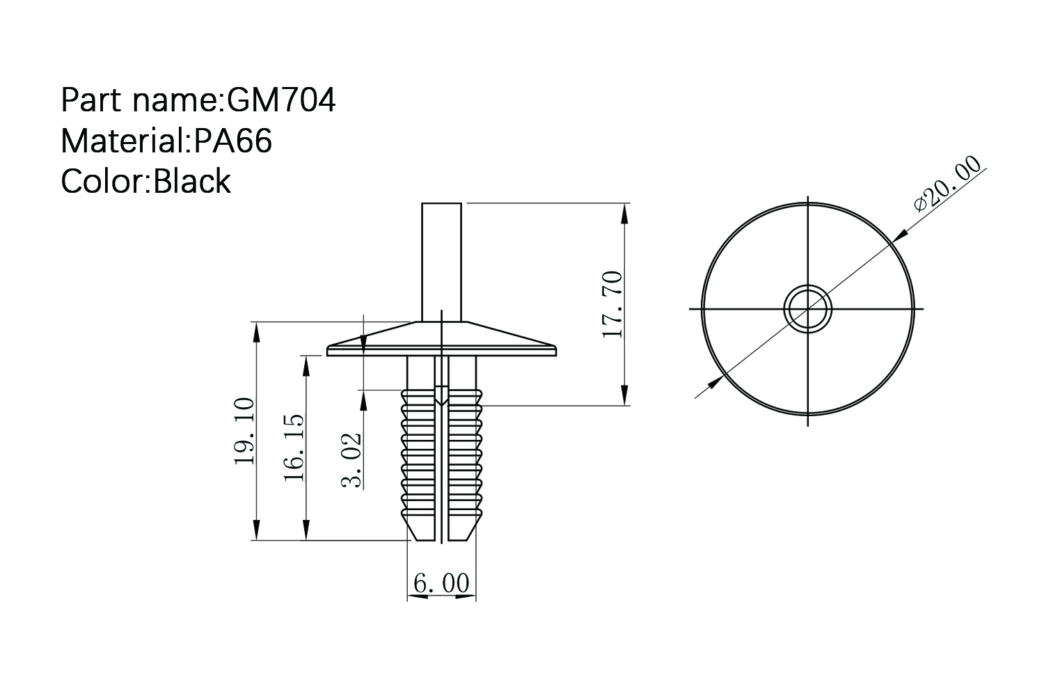 Push-in Rivet GM-704